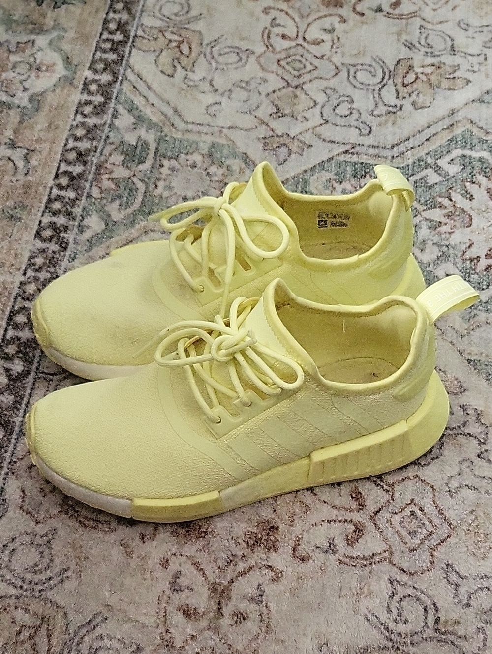 Adidas NMD R1 Yellow Tint White Mesh Boost Running EF4277 Women's Sz 6.5